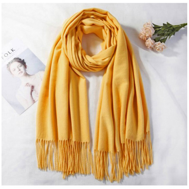 Жіночий шарф кашеміровий палантин гірчично-медовий