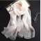Женский шарф шелк шифон белый с блеском по краю