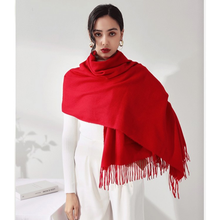 Жіночий шарф кашеміровий червоний м'який 180*70 см