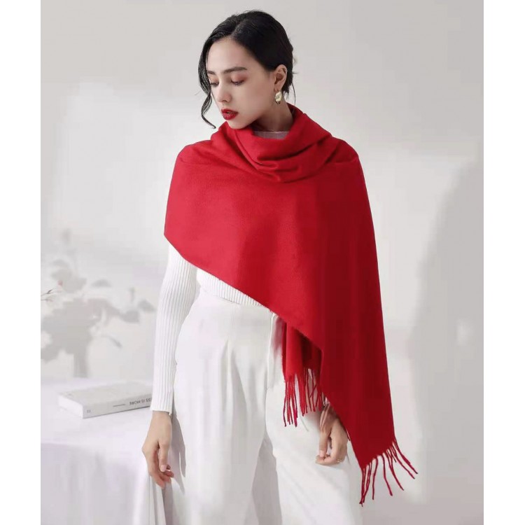 Жіночий шарф кашеміровий червоний м'який 180*70 см - 2