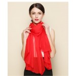 Жіночий шарф жатка прозорий червоний елегантний 135*160см