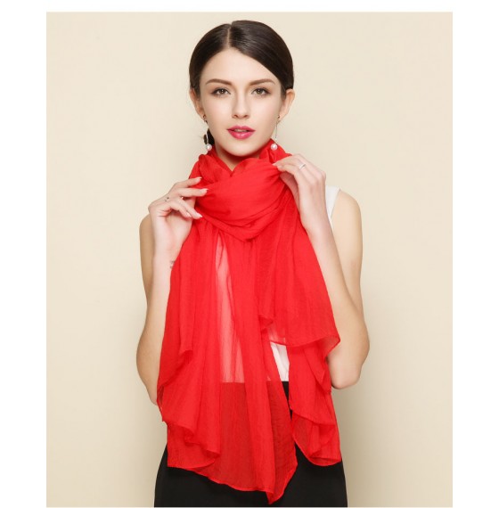 Жіночий шарф жатка прозорий червоний елегантний 135*160см