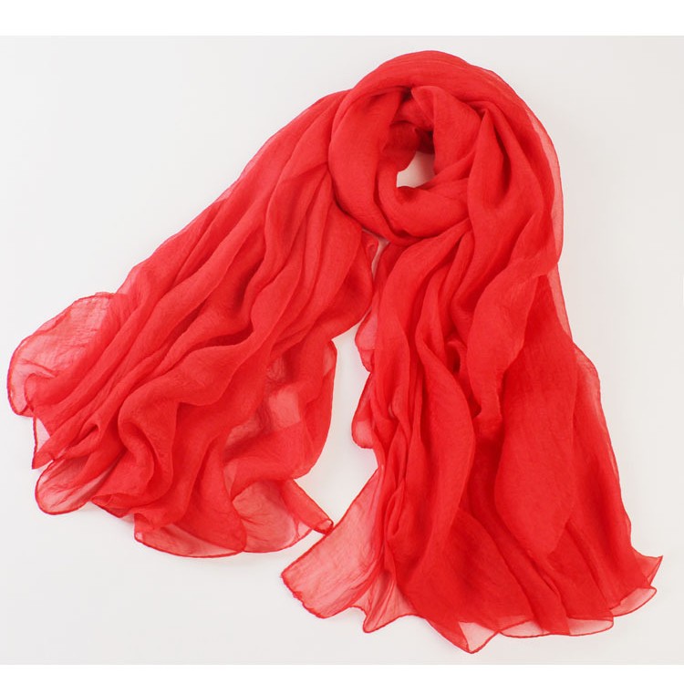 Жіночий шарф жатка прозорий червоний елегантний 135*160см - 6