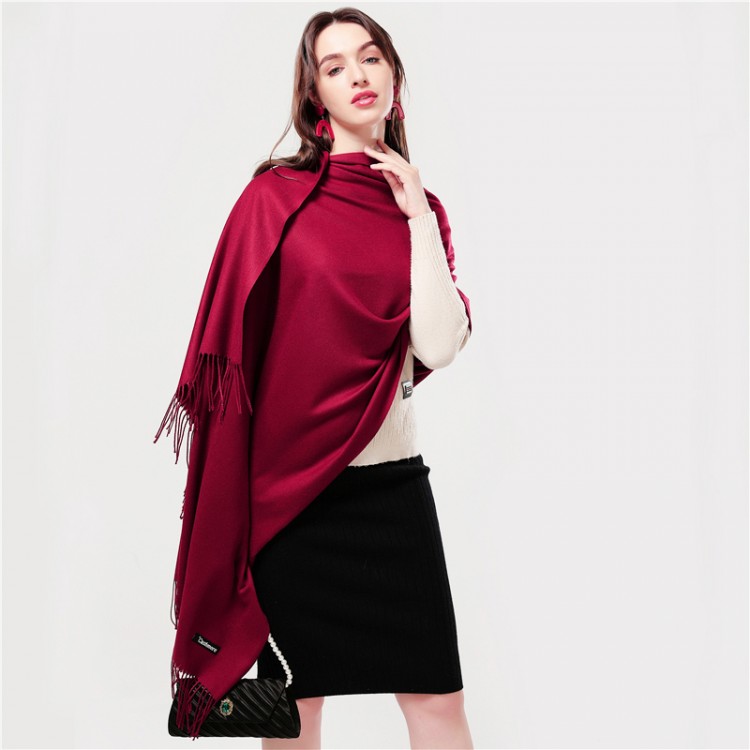 Жіночий шарф бордовий кашеміровий з винним відтінком, 180*70 см - 4
