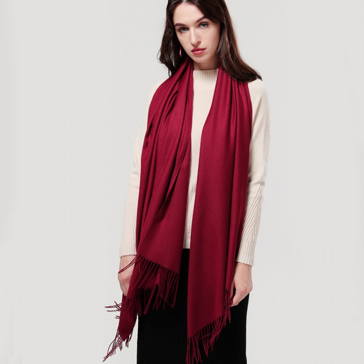 Жіночий шарф бордовий кашеміровий з винним відтінком, 180*70 см - 3