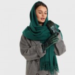 Женский палантин-шарф кашемировый изумрудный, 180*70 см