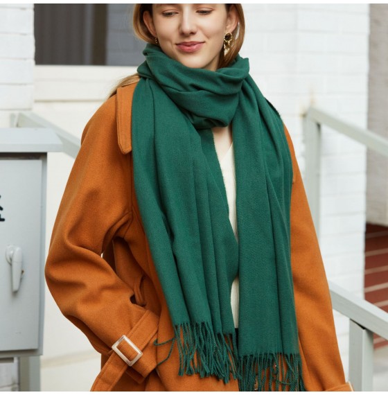 Жіночий шарф з кашеміру зелений смарагдовий, 180*70