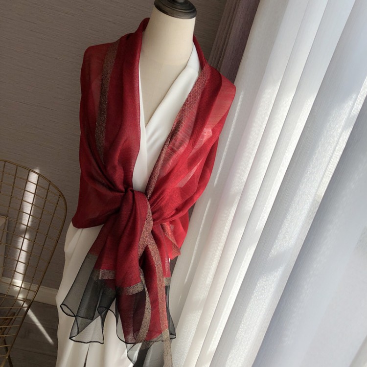 Жіночий шарф шифоновий бордовий стильний - 4