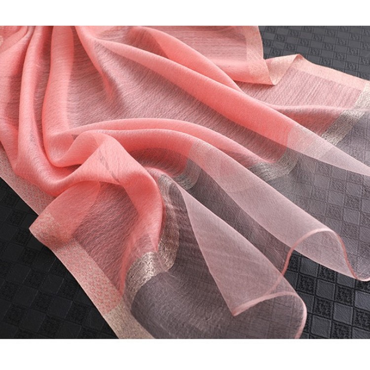 Жіночий шарф рожевий шифоновий прозорий 200*70 см - 3