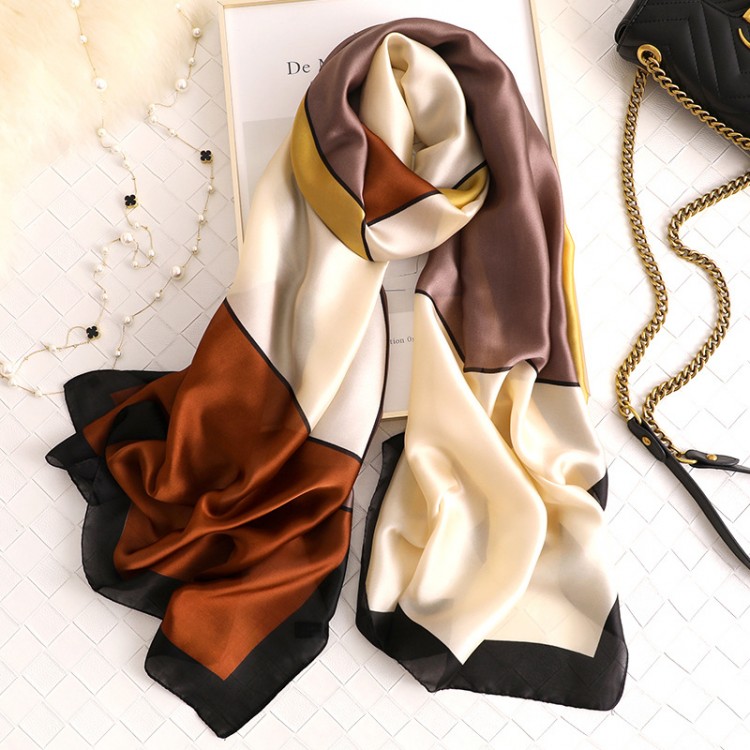 Шовковий шарф жіночий бронзовий з відливом