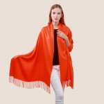 Жіночий шарф червоно-помаранчевий кашеміровий однотонний 180*70 см