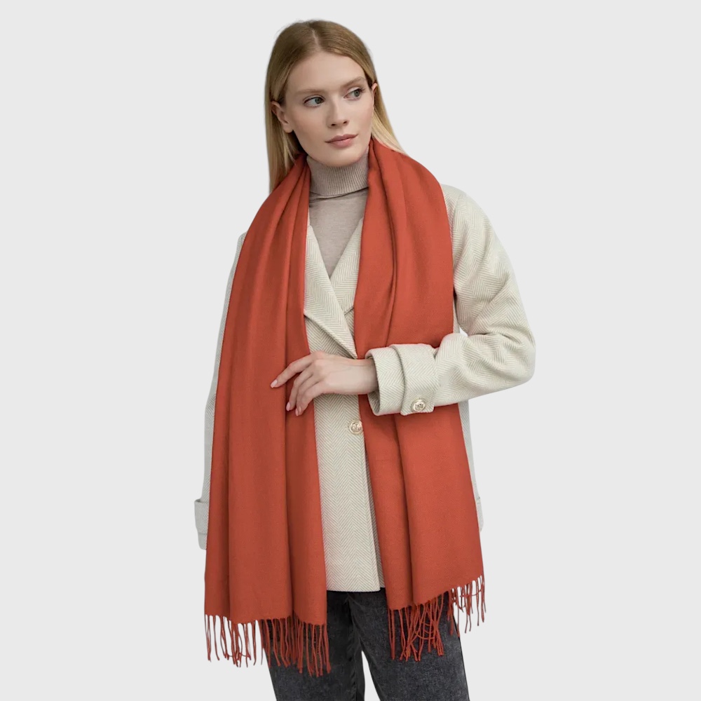 Жіночий шарф помаранчевий кашеміровий однотонний,180*70 см - 2