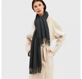Шерстяной шарф женский серый однотонный нежный 200*68 см