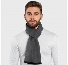 Шарф мужской серый однотонный мягкий, 180*30 см