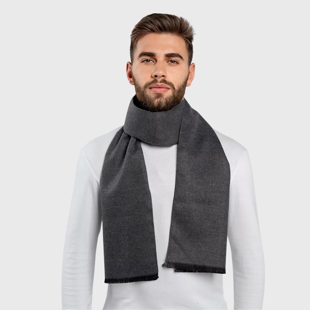 Шарф мужской серый однотонный мягкий, 180*30 см - 2
