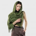 Жіночий шарф кашеміровий оливковий хакі 180×70 см