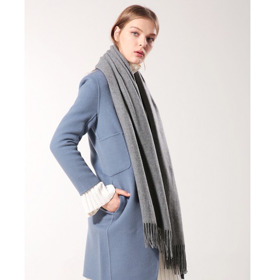 Женский шарф серый однотонный из кашемира 180*70 см