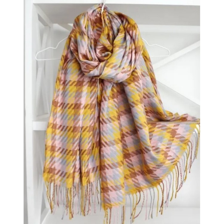 Жіночий шарф-палантин кольоровий з бахромою 180*70 см - 4