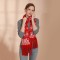 Жіночий шарф червоний з різдвяними оленями 160*17 см