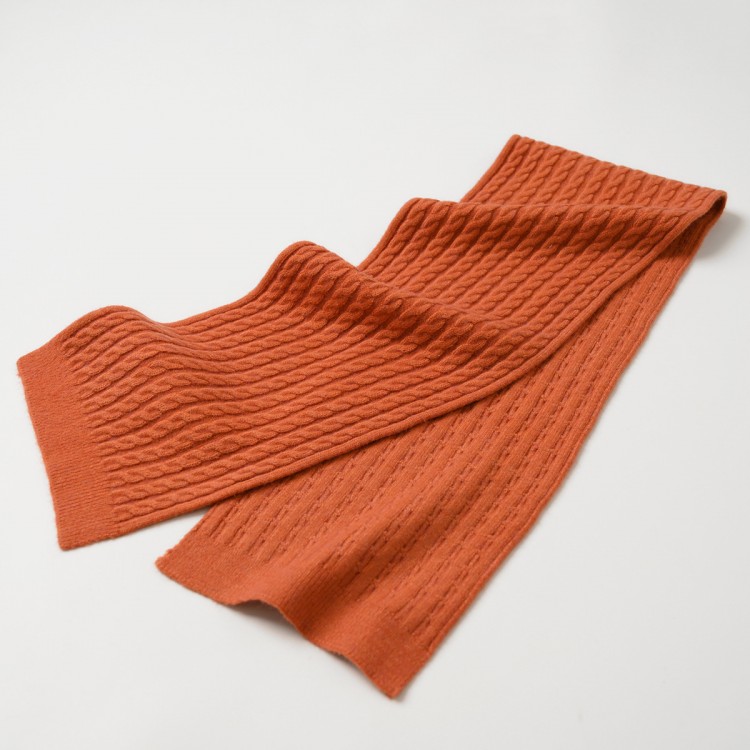 В'язаний шарф теракотовий зимовий з візерунок 160*25 см - 4