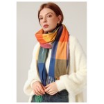 Вовняний шарф кольорові квадрати з бахромою 180*70 см