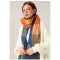 Шерстяной шарф цветные квадраты с бахромой 180*70 см