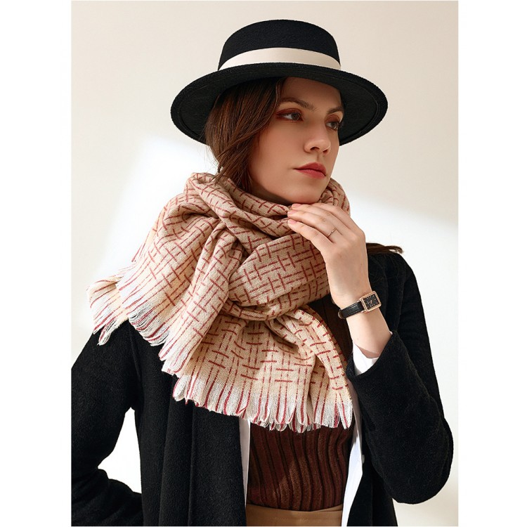 Жіночий шарф вовняний бежевий карамельний 180*70 см - 2