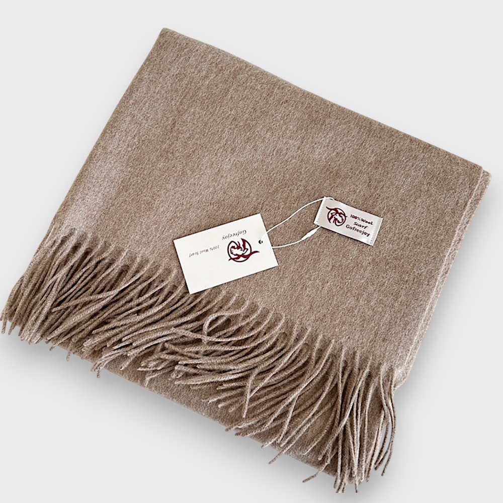 Шарф вовняний чоловічий бежевий натуральний 200*70 см