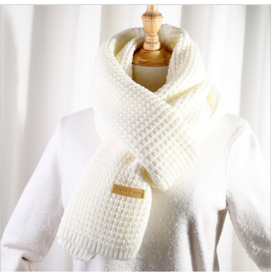 Вязаный шарф шерстяной зимний white мягкий 185*40