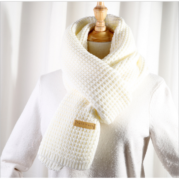 В'язаний шарф вовняний зимовий white 185*40 см