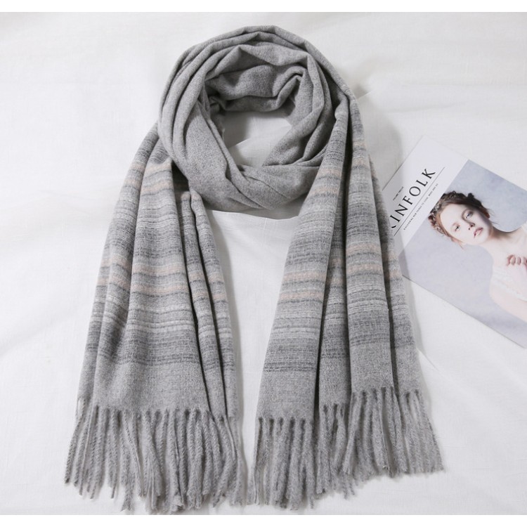 Жіночий шарф вовняний сірий virgin wool 200*80 см - 4