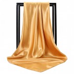 Женский платок шелковый золотой однотонный, 90*90 см
