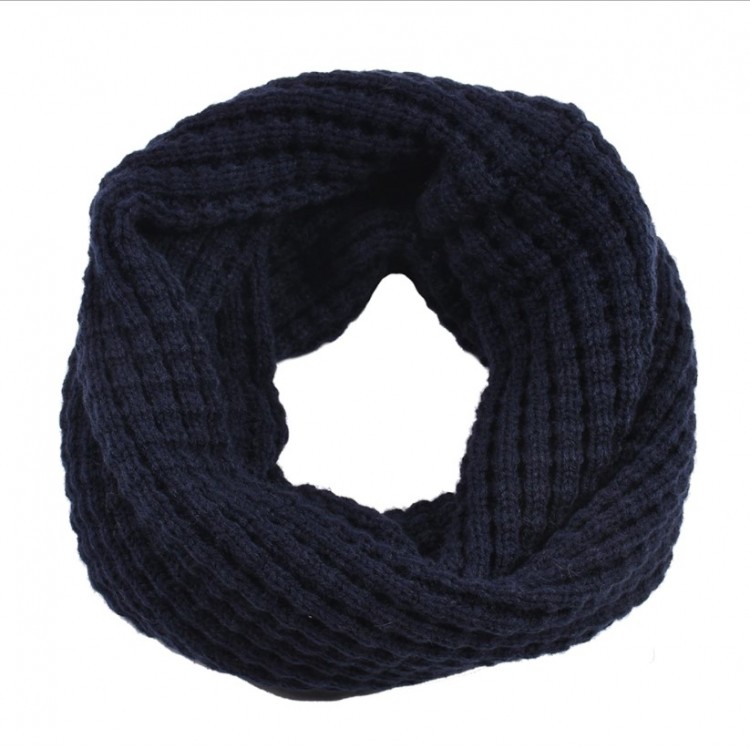  Хомут шарф в'язаний синій стильний - 2