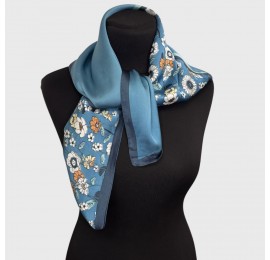 Шовкова хустка жіноча cerulean з принтом "Садові квіти" 70*70 см