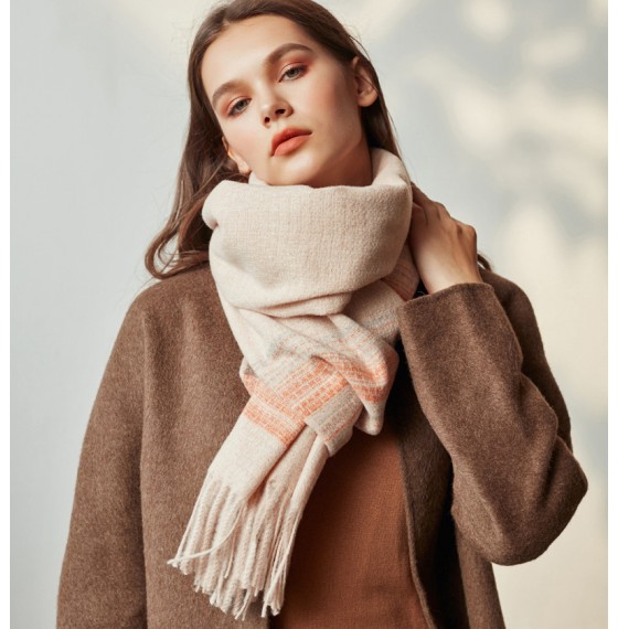 Вовняний шарф жіночий теплий creame 200*80 см