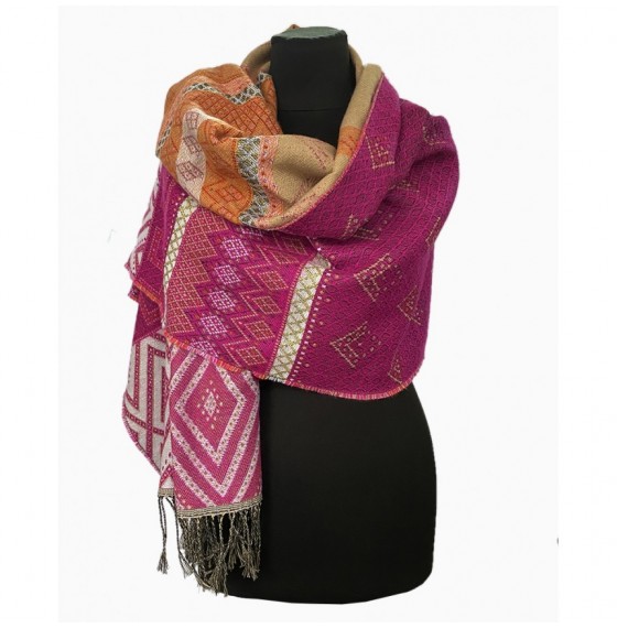 Жіночий шарф вовняний двосторонній з блиском 