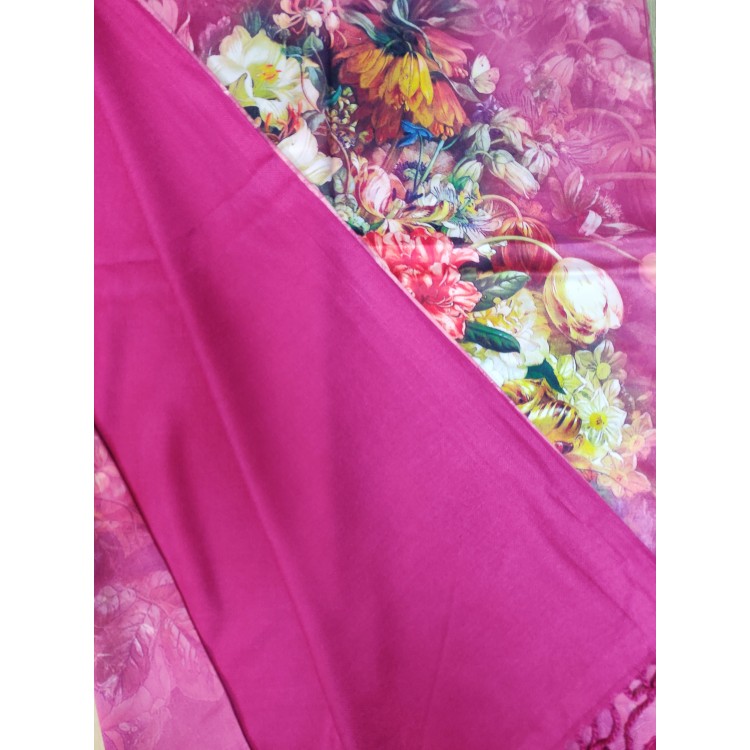 Палантин шарф натуральний шовк манжетна з квітковим принтом 180*50 см - 6