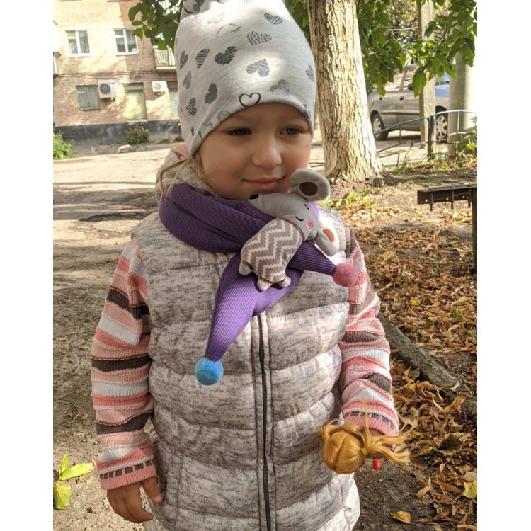 Дитячий шарф трикотажний м'який з мишеням - 3