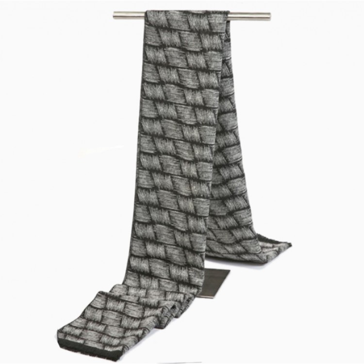Мужской шарф шерстяной серый дизайнерский 180*30 см - 3