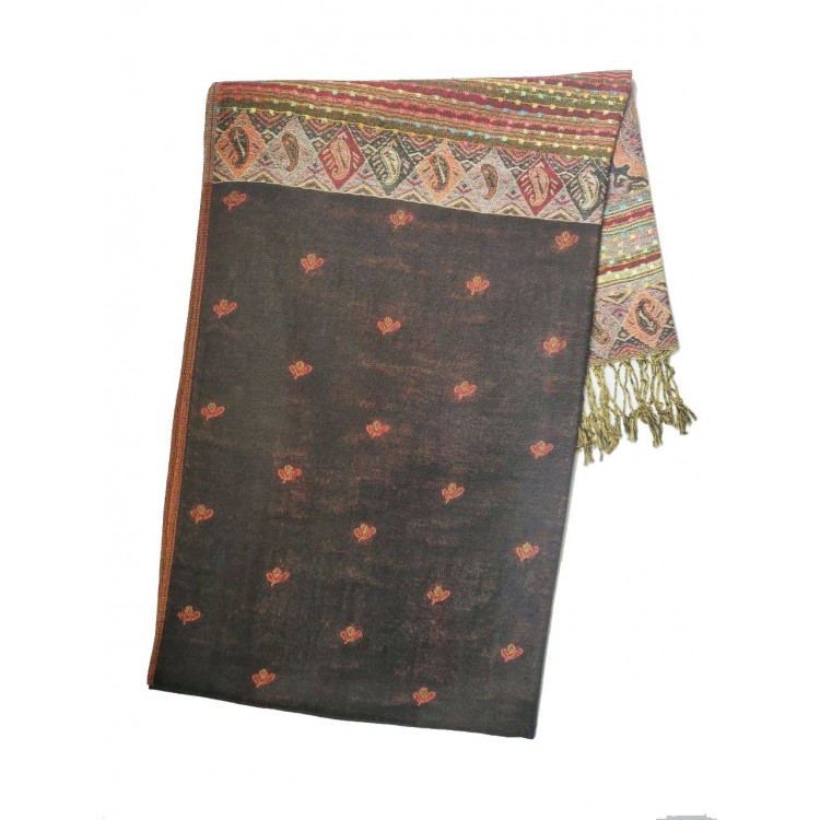 Палантин шарф подвійний чорний Індія 180*70 см - 2